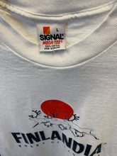 Load image into Gallery viewer, Finlandia Vodka three elks and red sun logo white