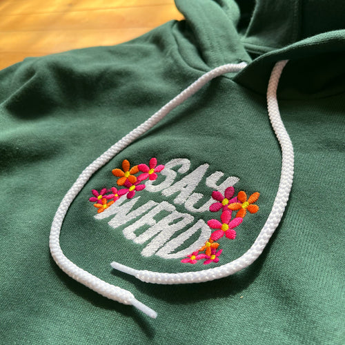 SayWerd Floral Logo Hoodie GREEN
